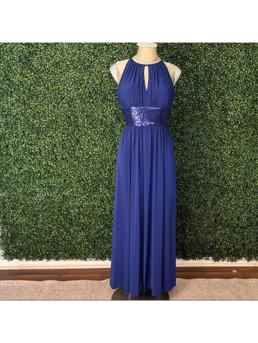 R & M Richards Royal Blue Sequin Maxi Dress